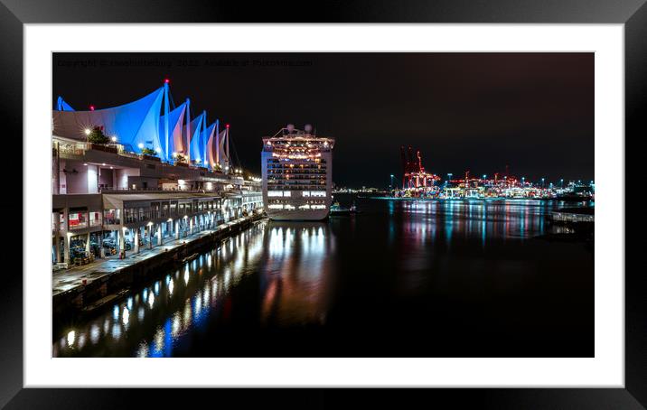 Ruby Princess Docked At The Canada Place At Night Framed Mounted Print by rawshutterbug 