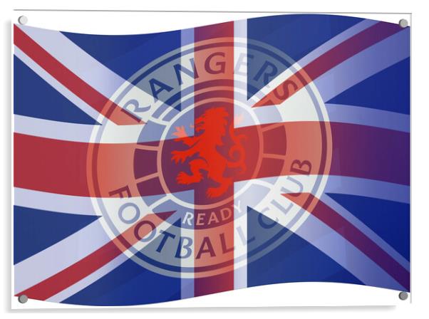 Rangers Union Jack flag wave Acrylic by Allan Durward Photography
