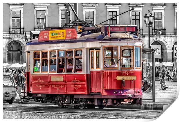 Tram in Praca do Commercio, Lisbon, Portugal Print by Kevin Hellon