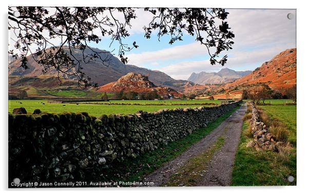 The Road To The Langdales Acrylic by Jason Connolly