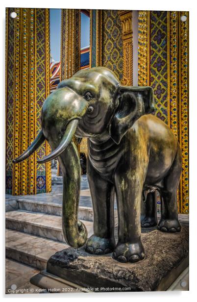 Temple elephant statue,  Acrylic by Kevin Hellon