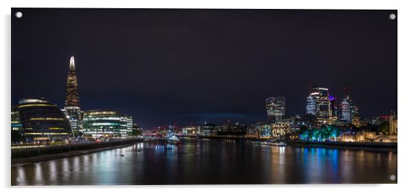 London skyline panorama at night Acrylic by Jason Wells