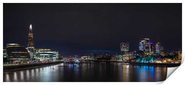 London skyline panorama at night Print by Jason Wells