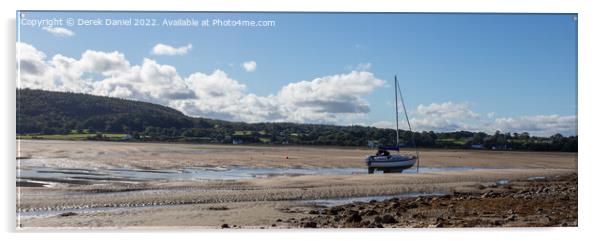 Marooned Boat, Red Wharf Bay, Anglesey (panoramic) Acrylic by Derek Daniel