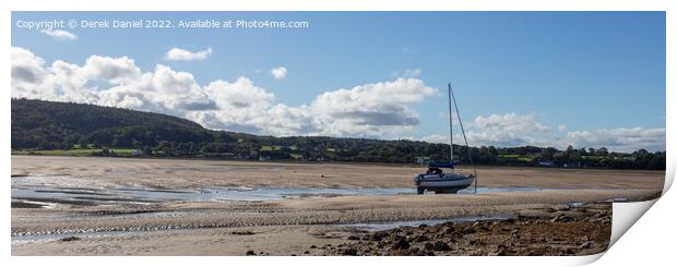 Marooned Boat, Red Wharf Bay, Anglesey (panoramic) Print by Derek Daniel