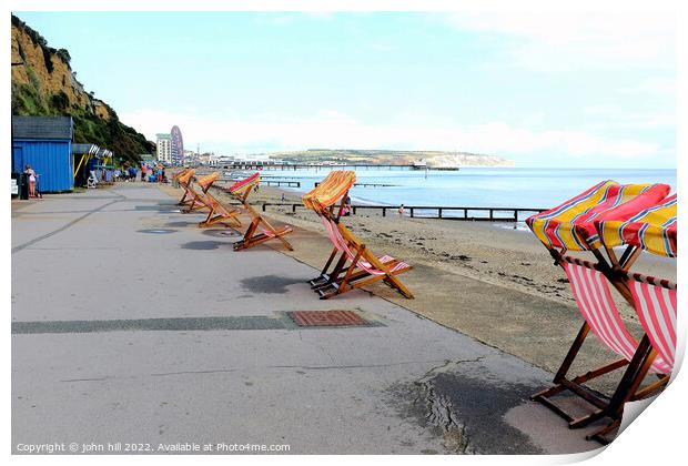 Empty deck chairs, Sandown, Isle of Wight, UK. Print by john hill