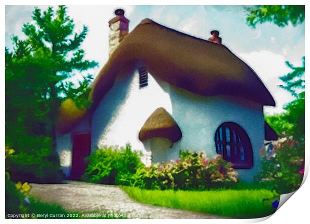Enchanting Thatched Cottage Print by Beryl Curran