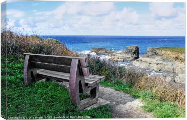 Port Gaverne Seat with a view Canvas Print by Diana Mower