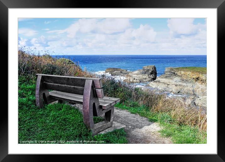 Port Gaverne Seat with a view Framed Mounted Print by Diana Mower