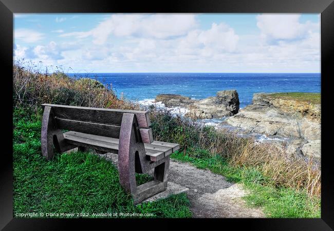 Port Gaverne Seat with a view Framed Print by Diana Mower