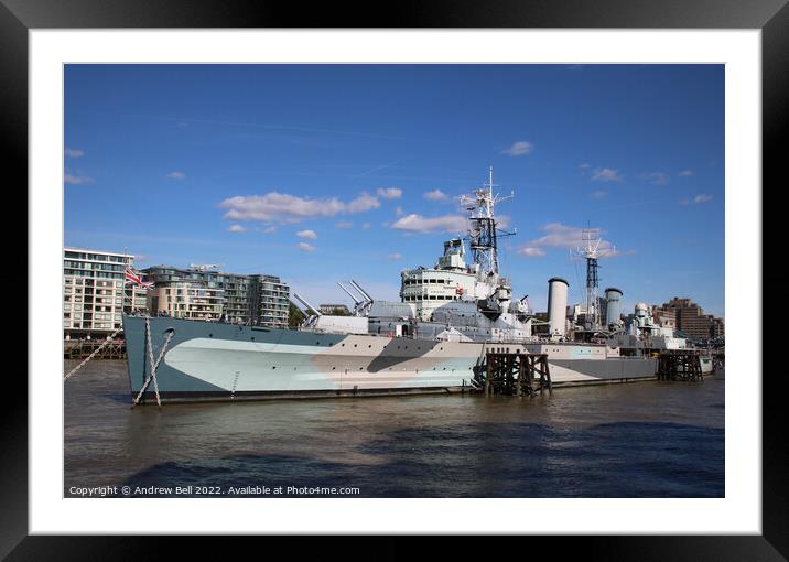 HMS Belfast Framed Mounted Print by Andrew Bell