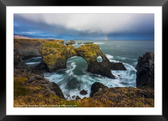 Gatklettur sea arch, Arnastapi, Iceland Framed Mounted Print by Paulo Rocha