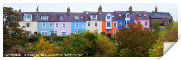 Colourful houses in Alnmouth Print by Hazel Wright