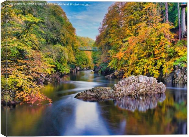 Autumn Colours and the River Garry, near Pitlochry, Perthshire Canvas Print by Navin Mistry