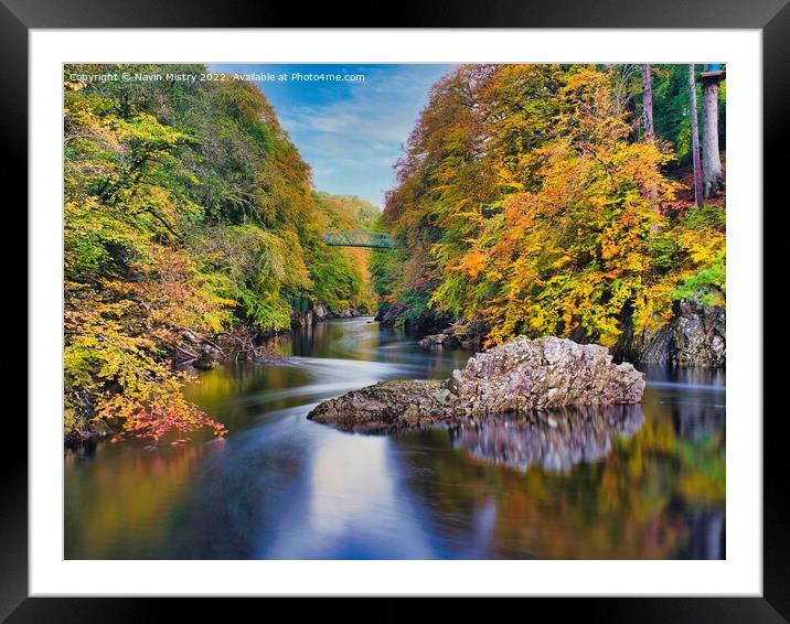 Autumn Colours and the River Garry, near Pitlochry, Perthshire Framed Mounted Print by Navin Mistry