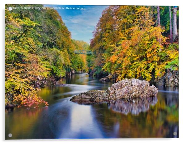 Autumn Colours and the River Garry, near Pitlochry, Perthshire Acrylic by Navin Mistry