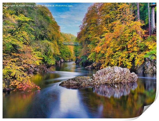 Autumn Colours and the River Garry, near Pitlochry, Perthshire Print by Navin Mistry