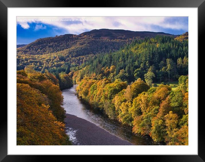 Autumn colours and the River Garry, near Pitlochry, Perthshire Framed Mounted Print by Navin Mistry