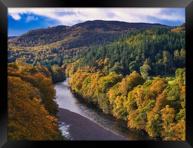 Autumn colours and the River Garry, near Pitlochry, Perthshire Framed Print by Navin Mistry