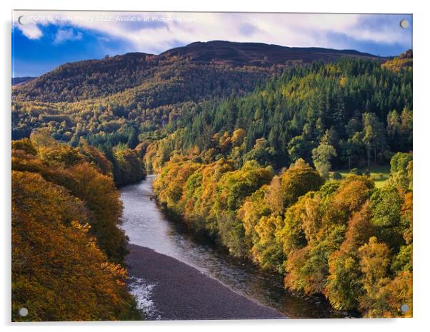 Autumn colours and the River Garry, near Pitlochry, Perthshire Acrylic by Navin Mistry