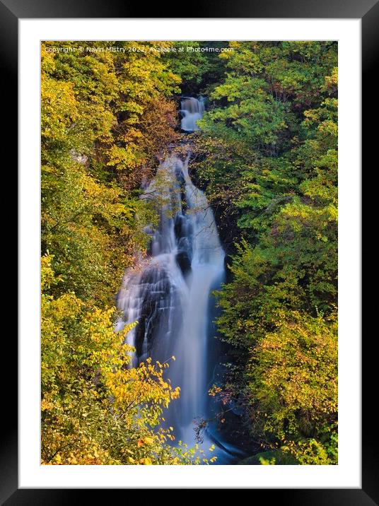 The Black Spout water fall with Autumn colours, Pitlochry, Perthshire Framed Mounted Print by Navin Mistry
