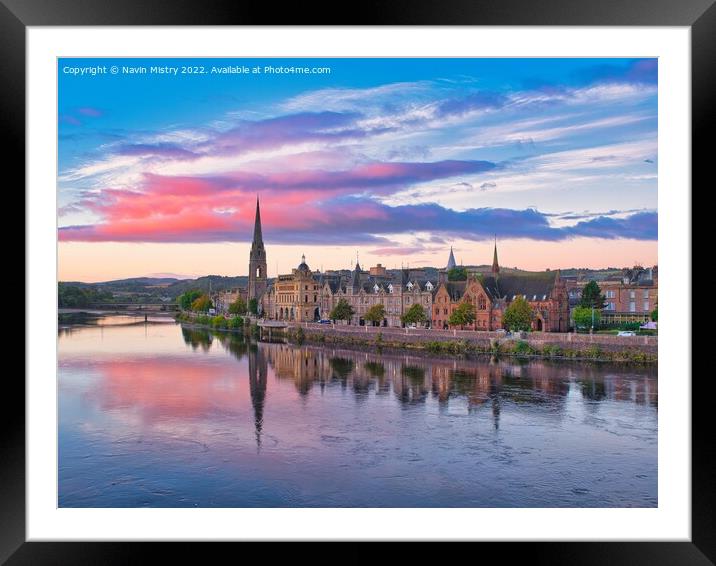 A view of Perth and the River Tay in the early morning light  Framed Mounted Print by Navin Mistry
