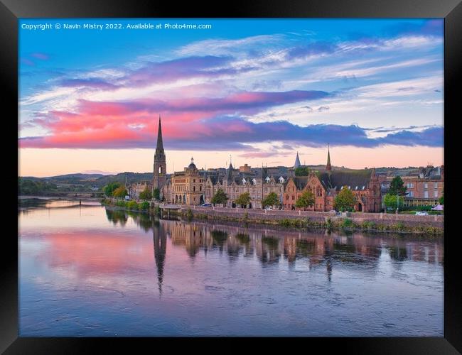 A view of Perth and the River Tay in the early morning light  Framed Print by Navin Mistry