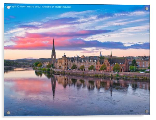 A view of Perth and the River Tay in the early morning light  Acrylic by Navin Mistry