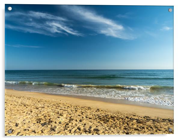 Waves lapping the shoreline of Falesia Beach  Acrylic by Tony Twyman