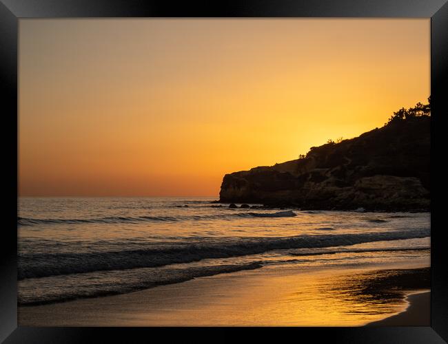 Falesia Beach sunset in Portugal Framed Print by Tony Twyman