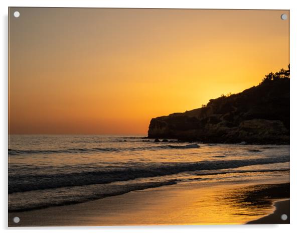 Falesia Beach sunset in Portugal Acrylic by Tony Twyman