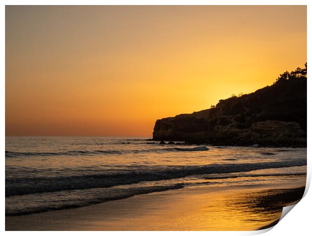 Falesia Beach sunset in Portugal Print by Tony Twyman