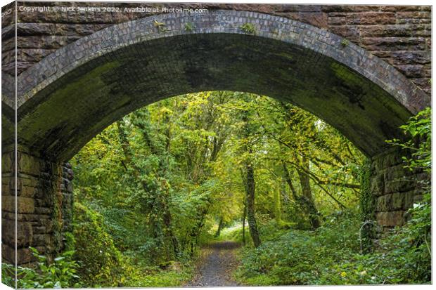 Stone Bridge Overlooking Autumn Woodland Canvas Print by Nick Jenkins