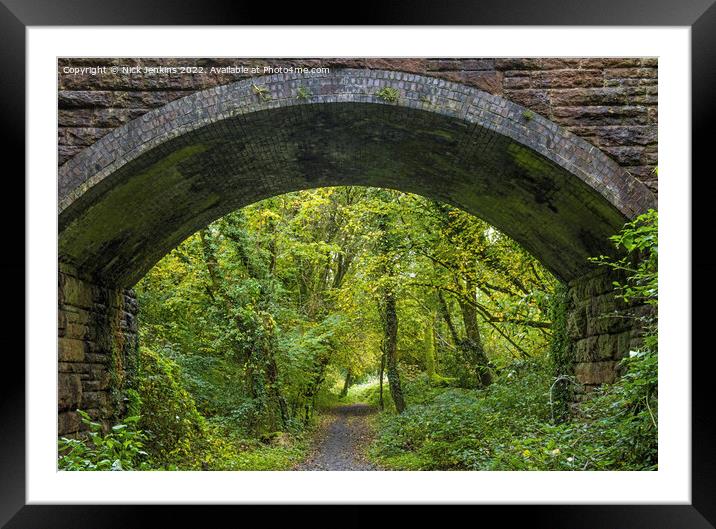 Stone Bridge Overlooking Autumn Woodland Framed Mounted Print by Nick Jenkins