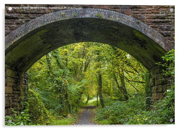 Stone Bridge Overlooking Autumn Woodland Acrylic by Nick Jenkins