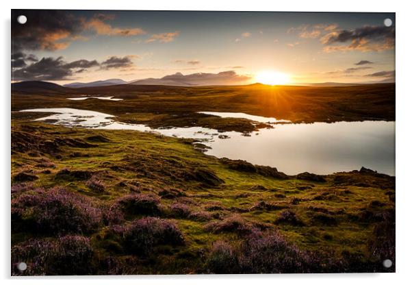Sun Set on The Loch Acrylic by Adam Kelly