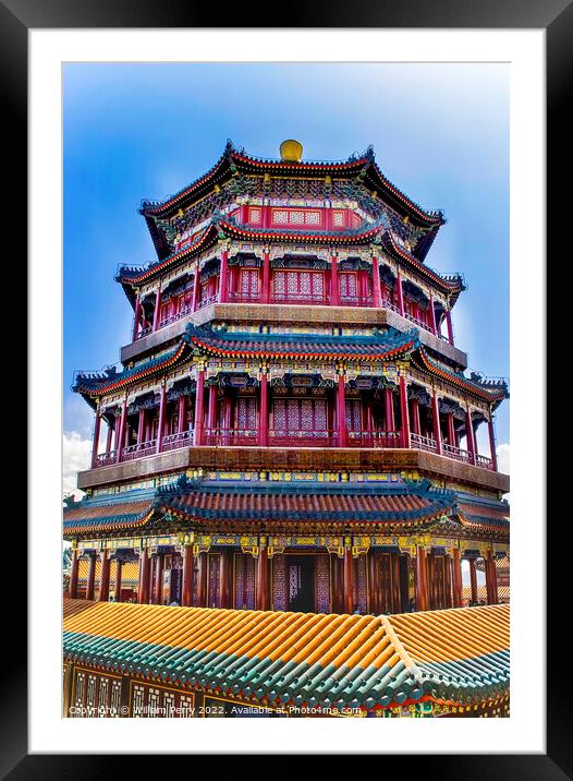 Longevity Hill Tower Buddha Summer Palace Beijing China Framed Mounted Print by William Perry