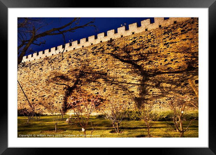 Ming City Wall Ruins Park Shadows Beijing China  Framed Mounted Print by William Perry