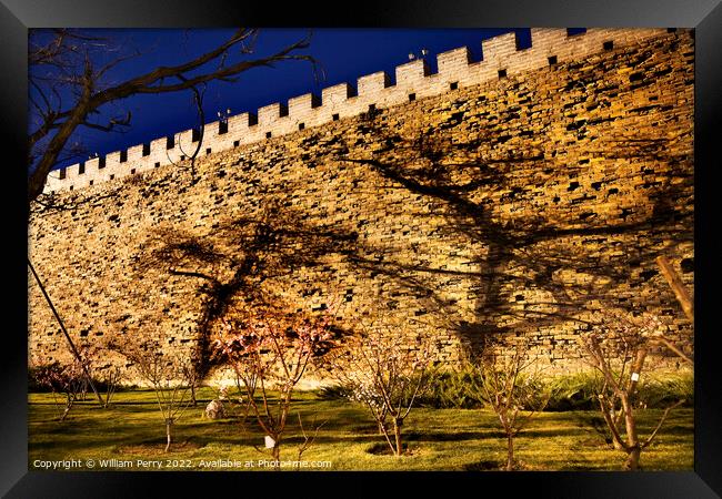 Ming City Wall Ruins Park Shadows Beijing China  Framed Print by William Perry