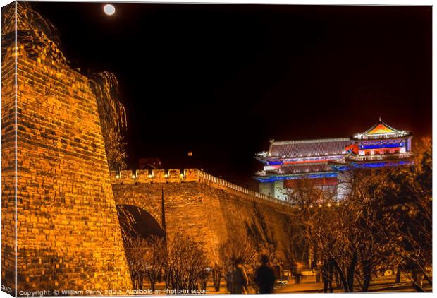 Walking Ming City Wall Park Beijing China Canvas Print by William Perry