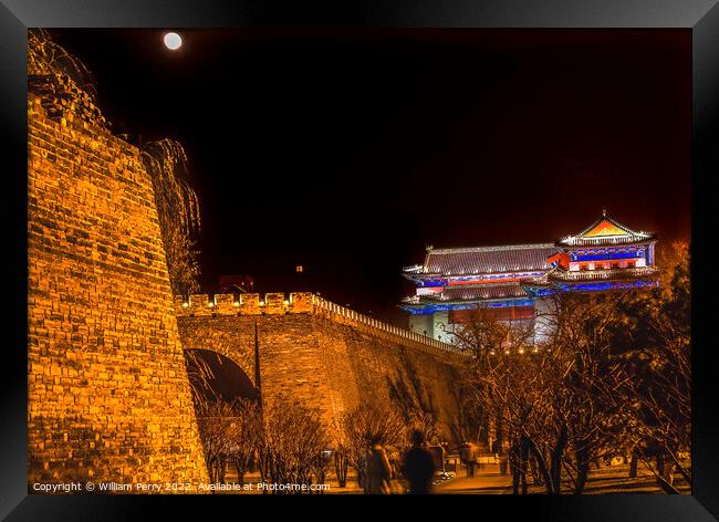 Walking Ming City Wall Park Beijing China Framed Print by William Perry