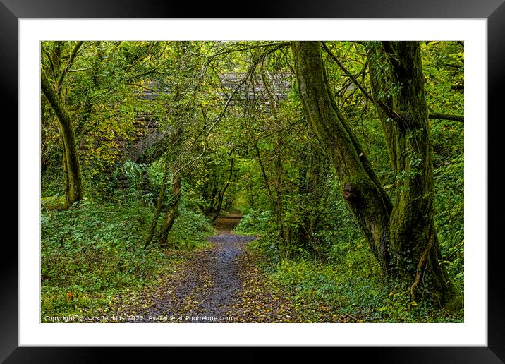 Pathway through the Woods in October Framed Mounted Print by Nick Jenkins