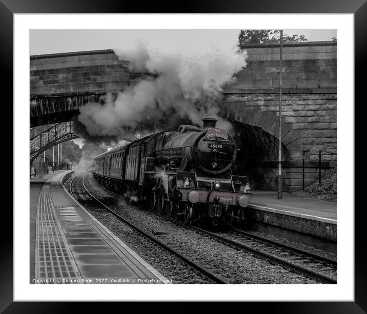 45690 steaming through the Yorkshire countryside Framed Mounted Print by Richard Perks