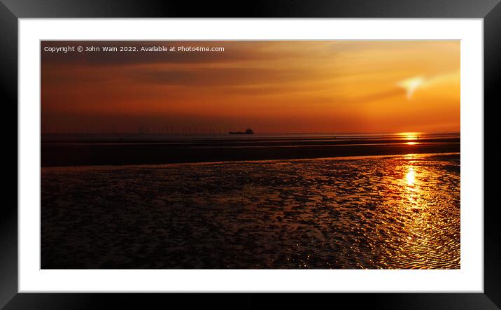 Another place at sunset Framed Mounted Print by John Wain