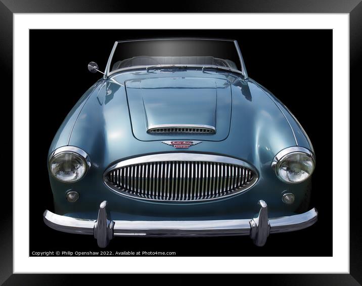 Blue Austin-Healey 3000 Sports Car Framed Mounted Print by Philip Openshaw