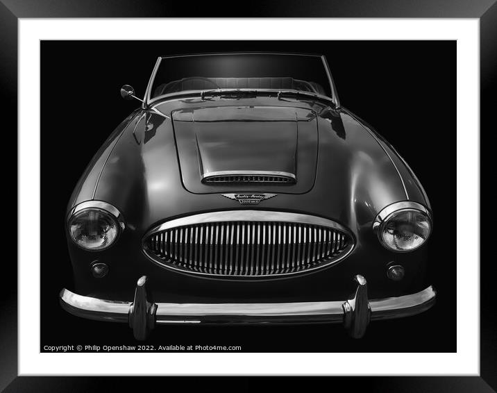 Black 1960s Austin Healey Sports Car Framed Mounted Print by Philip Openshaw
