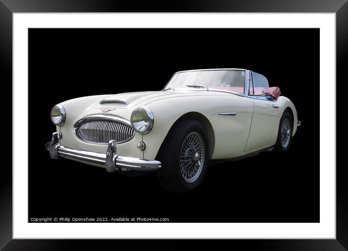 White Austin-Healey 3000 Sports Car Framed Mounted Print by Philip Openshaw
