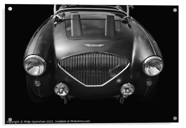Black Austin-Healey 100m Sports Car Acrylic by Philip Openshaw