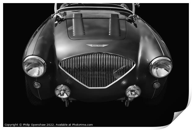 Black Austin-Healey 100m Sports Car Print by Philip Openshaw