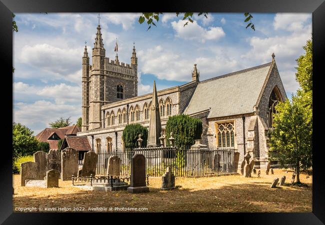 St Mary and All Saints church and churchyard, Old Beaconsfield,  Framed Print by Kevin Hellon